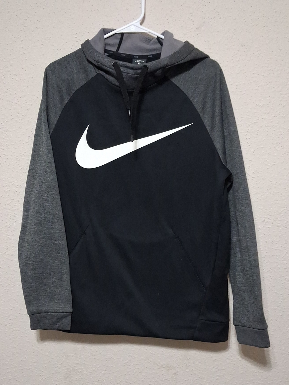 Nike Black & Gray Pullover Hoodie with White Swoosh